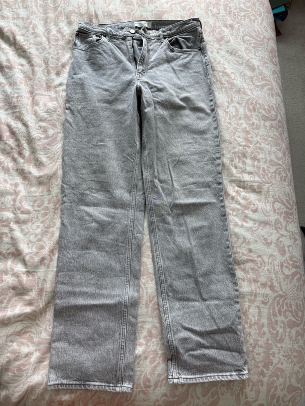 Abercrombie & Fitch Gray High-Rise Straight Jeans